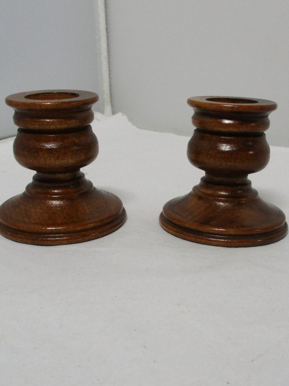Vintage Small Turned Wood Wooden Candle Holders Candlesticks - Picture 8 of 8